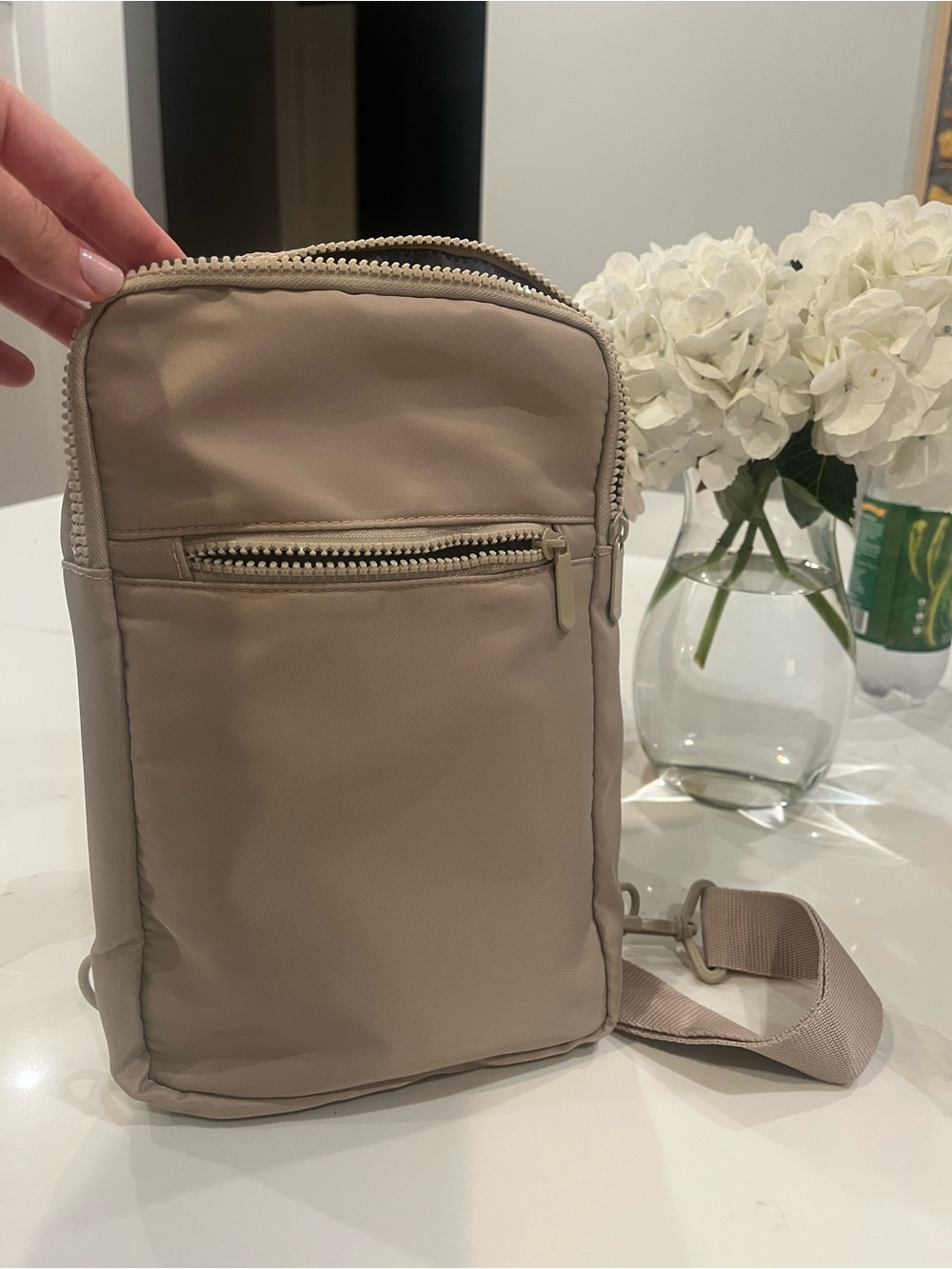 Neutral Beige Crossbody Sling Bag - Unbranded